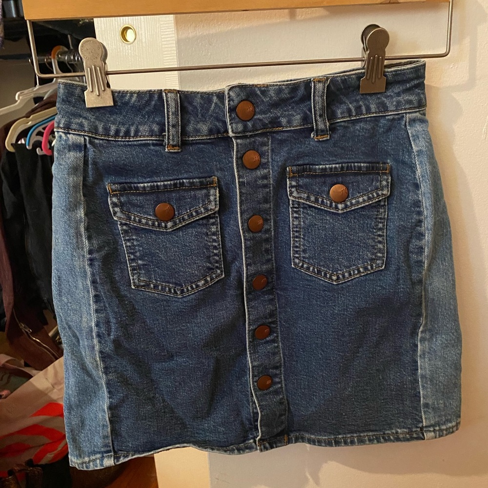 Madewell Button-Up Two-Tone Denim Skirt - Size 24